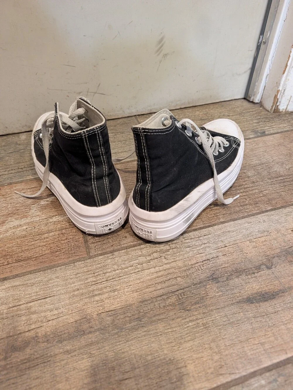 Black High-Top Canvas Sneakers with White Soles